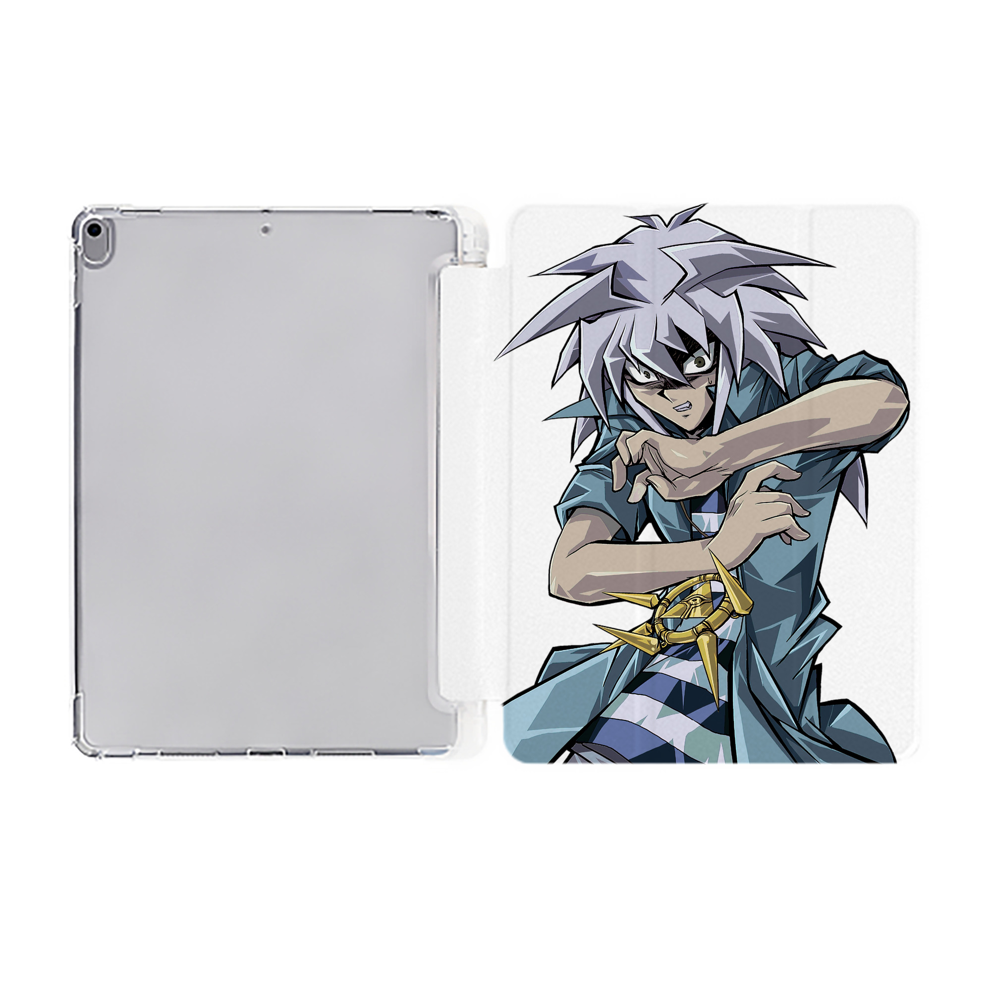 （画像用） 遊☆戯☆王 Yu-Gi-Oh! IPad ケース ペン収納付き 三つ折りスタンド PUレザー×シリコン 対応機種9.5/10.5/10.9インチ